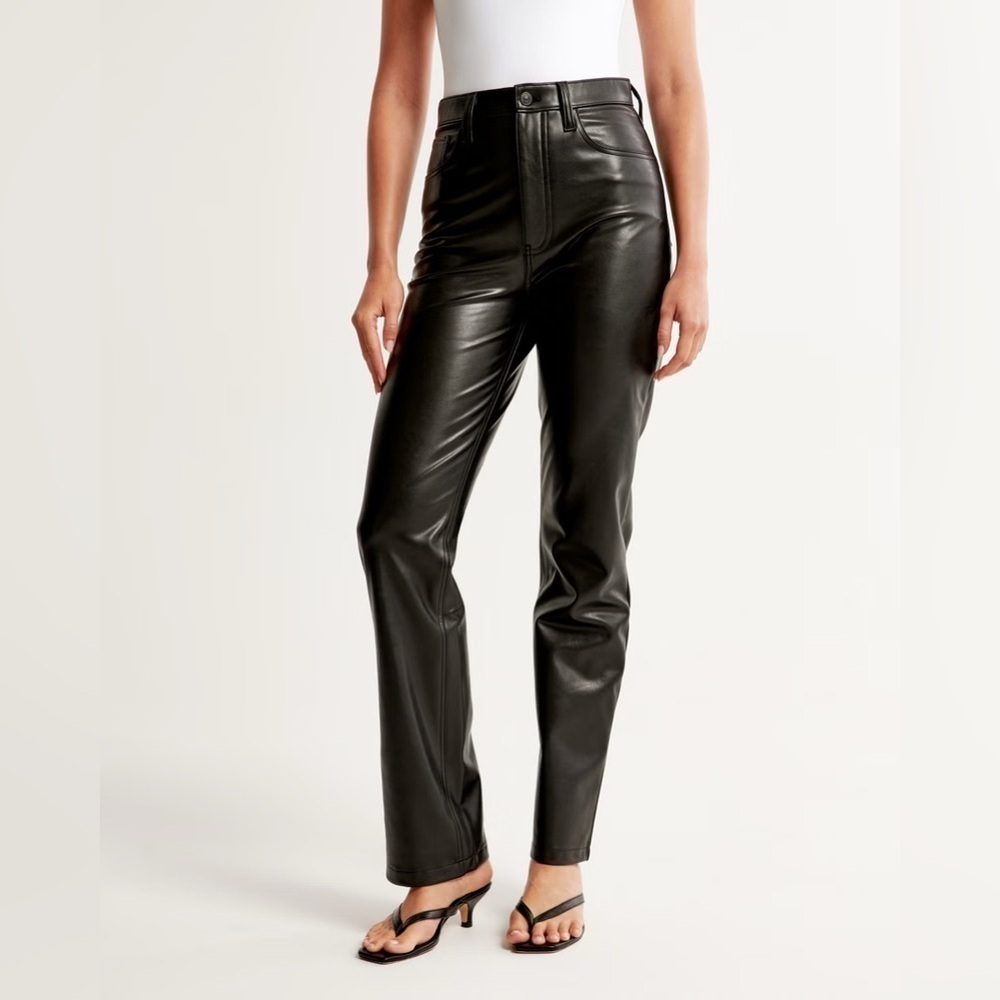 Abercrombie & Fitch Vegan Leather 90s Straight Pant